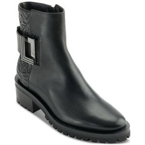 KARL LAGERFELD PARIS Womens Vara Buckled Booties - Black 6 Medium